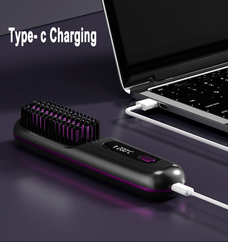 2 In 1 Straight Hair Comb Wireless Hair Straightener